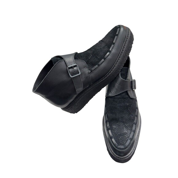 All Saints Caleb leather & suede monk strap ankle boots Crepe Sole Mens 39 6.5-7